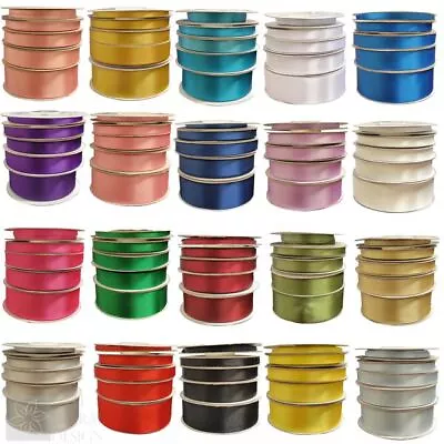 Satin Ribbon Reels Rolls Double Sided Face 25 Metre Plain Width 3mm - 25mm Craft • £2.49