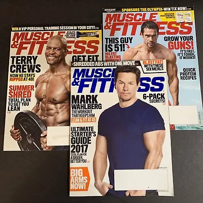 2017 • Muscle And Fitness Magazine •  Lot Of 3 • VG • Mark Wahlberg • #MUSF-13 • $24.99