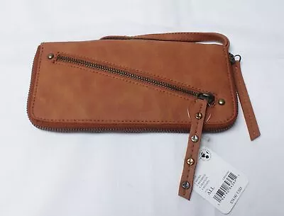 Free People Women's Distressed Vegan Wrist Strap Wallet LV5 Brown One Size NWT • $11.25