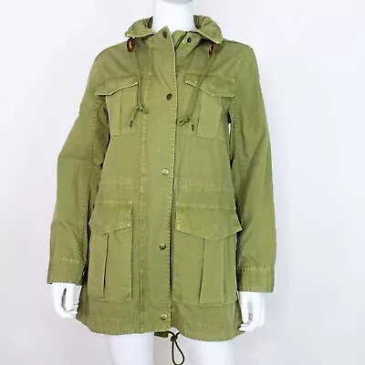 J. Crew Boyfriend Fatigue Military Parka Jacket Hood Anorak Olive Women's Small • $49.95