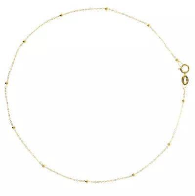 9ct Gold Flat Trace And Bead Anklet Size 10 Inch For Women • £67.32