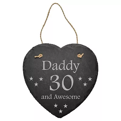 PERSONALISED AWESOME BIRTHDAY SLATE SIGN 30th 40th 60th 65th MENS DAD GIFT IDEA • £9.95