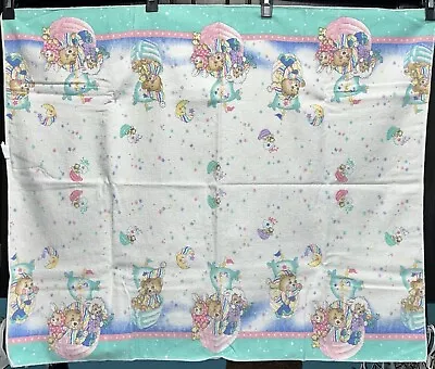 RIEGEL Teddy Beddy Bear Flannel Receiving Baby Blanket 34  X 27  Vintage • $5