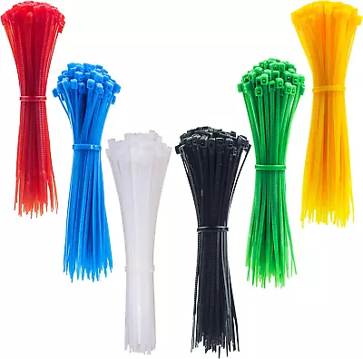 4 Inch Thin Zip Ties 120Pcs Clear Nylon Cable Ties 6 Multi-Colors • $9.99