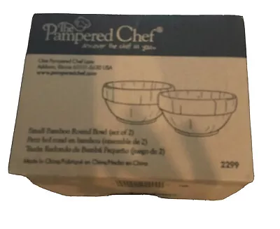 Pampered Chef  Bamboo Wood Snack Bowls  # 2296  Set Of 2 RETIRED New In Box • $29.99