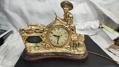 Vintage United Light Up Motion Clock Tom Sawyer / Huck Finn Fishing Boy • $35