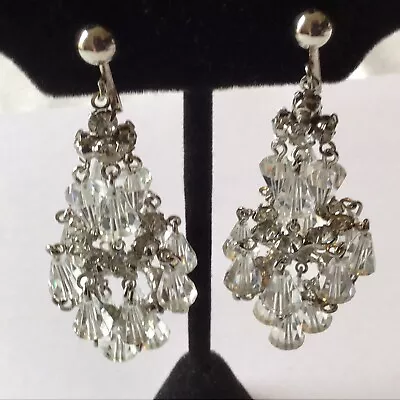 Vintage Miriam Haskell Signed Crystal And Rhinestone Chandilier Earrings • $299