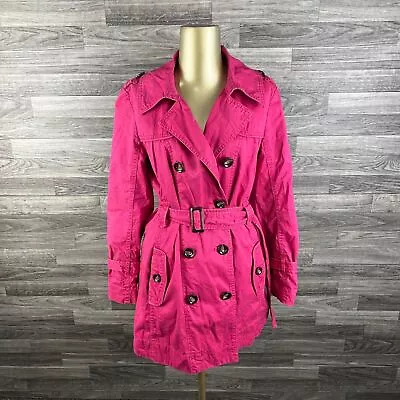 S.OLIVER Button Front Pink Belted Double Breasted Pea Coat Women's Size 36 • $47