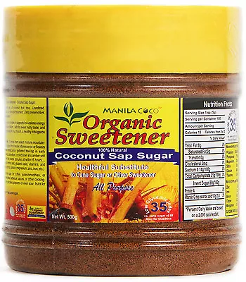 Organic Sweetener COCONUT SAP SUGAR Brown ManilaCoco 500g IN LIEU OF CANE STEVIA • $23.99