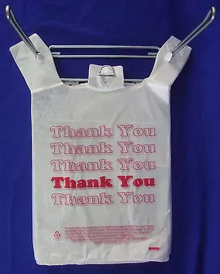 $9.99 • Buy 11.5  X 6  X 21  THANK YOU T-Shirt Bags Plastic Retail Shopping Bags Only 