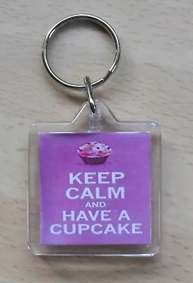 Pink - Keep Calm And Have A Cupcake Keyring • £2.20