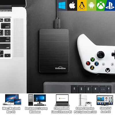 External Hard Drive 500GB 1TB 2TB USB 3.0 5Gb/s Mac PC Laptop Backup Storage HDD • £13.99