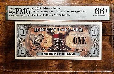 2011 $1 Disney Dollar Queen Anne's Revenge On Stranger Tides PMG GEM UNC 66EPQ • £226.54