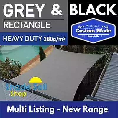 $75 • Buy Shady Lady Rectangle Shade Sails 280gsm Black Grey Multi Sizes Super Strong 95% 