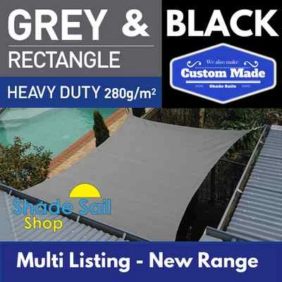 $75 • Buy Shady Lady Rectangle Shade Sails 280gsm Black Grey Multi Sizes Super Strong 95% 