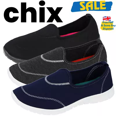 Ladies Canvas Slip On Memory Foam Canvas Plimsoll Espadrille Trainers Go Shoes • £13.95