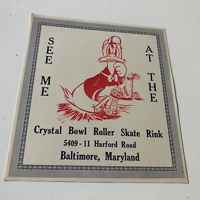 1940s Crystal Bowl Roller Skating Rink Maryland Label. 5' X 4 1/2  • $8.67