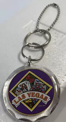 Vegas Acrylic Vintage Las Vegas Key Chain Round Poker Dice Design Souvenir  • $4