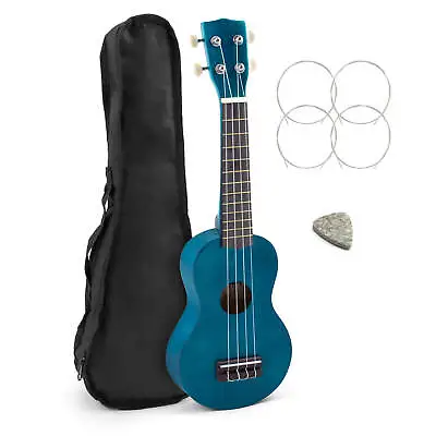 Soprano Ukulele - Blue Beginners Uke With Bag Felt Pick And Spare Strings • £15.59