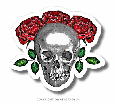 Skull Roses Motorcycle Tattoo Art Street Art Car Truck Window Cup Vinyl Sticker • $7.99