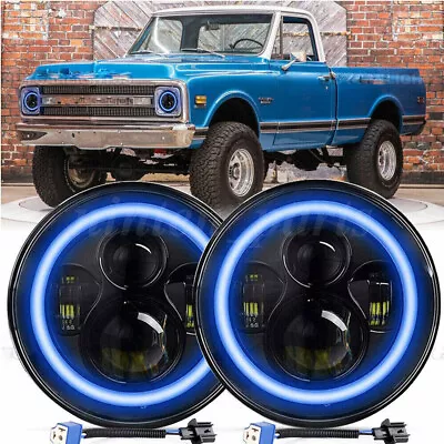 Blue Halo 7  Round Led Headlight Hi/Lo Lamps Fit Chevy Truck C10 C20 C30 K10 LUV • $39.99