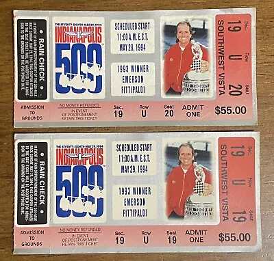 VTG Pair 1994 78th Indy 500 Indianapolis Motor Speedway Ticket Stubs • $25.99