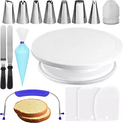 35Pcs Cake Decorating Supplies Kit And Leveler-Rotating Cake Turntable With Non  • £23.09