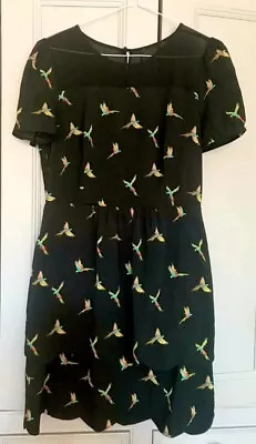 Gorgeous Zara Black Dress With Parrots 🦜 Animal Print Design Size 10 M Great! • £7.50