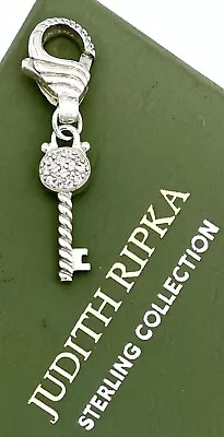 JUDITH RIPKA Sterling Silver DIAMONIQUE OVAL KEY Charm~NEW! • $55