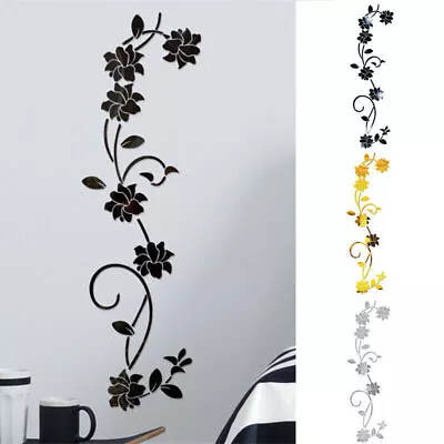 Home Room Decor Art Acrylic 3D Mirror Wall Stickers Decal Flower Shape Mural UK • £5.99