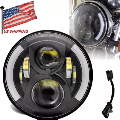 7inch LED Headlights With DRL Turn Signal Ring Angle Eyes For Motorcycle Yamaha  • $25.19