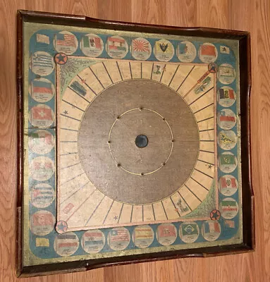 RARE ANTIQUE 1901 McLOUGHLIN BROS FRAMED DOUBLE-SIDED GAME BOARD • $225