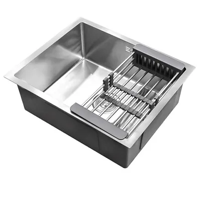 Large Super Deep Single Bowl Square Stainless Steel Kitchen Sink Undermount • £53.99