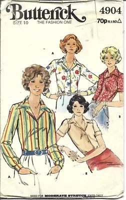 Vintage 70s Ladies Blouse Shirt Top Sewing Pattern Bust 83 Cm Checked (4904) • £4.50