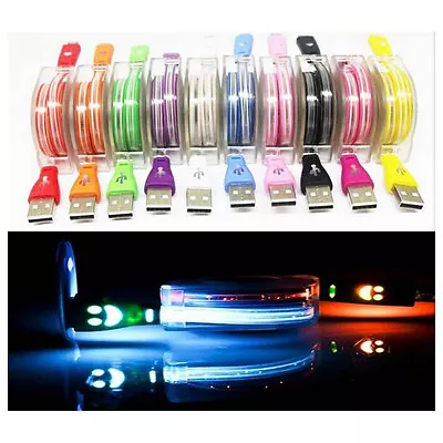 Retractable Glow Led Usb Sync & Charger Cable Light-up Usb Cable Glow For IPhone • £2.81