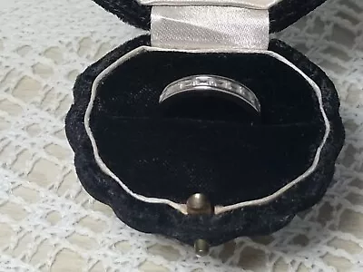 Preowned Sterling Silver Ring Clear CZ Stones Ladies Half Eternity Size Q. • £10