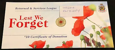 $2.99 • Buy 2012 $2 RED POPPY RSL $10 CERTIFICATE Of DONATION CARD - CARD ONLY - NO COIN