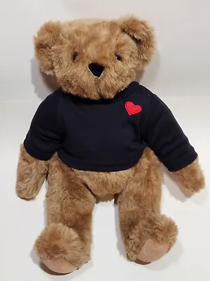 Vermont Teddy Bear 15” Valentines Day Plush Jointed Limbs Black Sweatshirt • $22.63