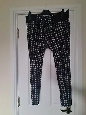 Black & White Checkered Leggings Elastic Panel Waist B&W Size 16 • £4.50