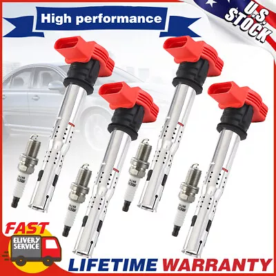 $69.95 • Buy 4 Ignition Coil Spark Plug Pack For Audi TT A4 VW Golf Jetta GTI 2.0L 2.0T UF529