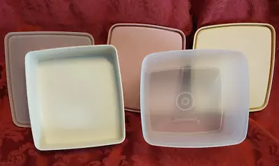 Vintage Tupperware Lot Of 2 Storage Containers With 3 Fitting Lids Mauve Trans • $2.95