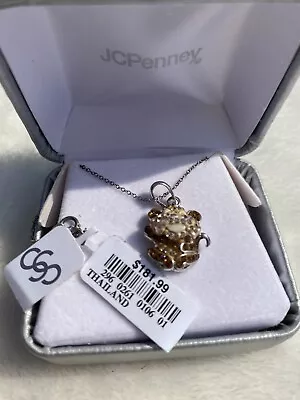 Sterling Silver Necklace With Gold Tone Crystal Accents Monkey Pendant JC Penney • $19.99