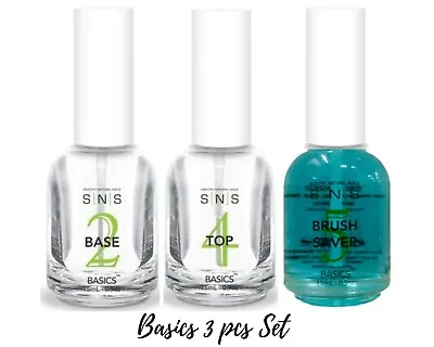 SNS Basics 3 Pcs Set - #2 Base Coat#4 Top Coat # 5 Brush Saver ( 0.5 Each ) • $26.04