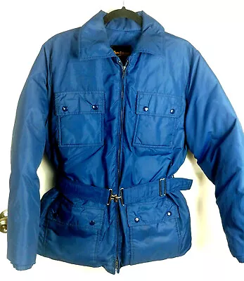 VTG MUSTANG Action Sportswear Blue Collared Belted Down Filled Puffer Coat  • $34.99