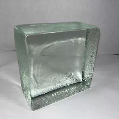 BLENKO Vintage HEAVY BLOCK ICE CUBE Mid-Century Modern CLEAR ART GLASS Bookend • $39.95