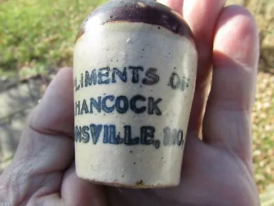 NICE Small TOWN MISSOURI Mini Jug - COMPLIMENTS Of D.H. HANCOCK HIGGINSVILLE MO • $210