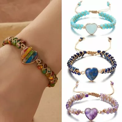 Handmade Natural Stone Braided Beads Bracelet Adjustable Bangle Women Jewellery • $3.52