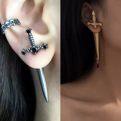 Gothic Dagger Sword Screw Piercing Earrings Punk Men Women Jewelry Party Gift • $2.77