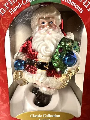 BRASS KEY Blown Glass SANTA’s WREATH Santa Claus Christmas Ornament NIB 2002 VTG • $18.99
