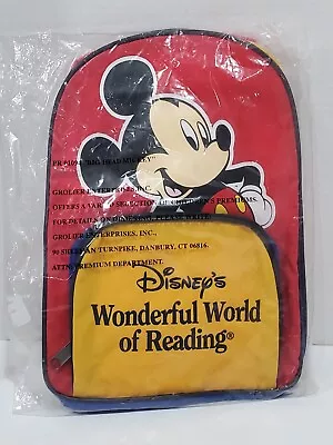 Vintage 90s Big Head Mickey Disney Wonderful World Of Reading Book Bag Backpack • $23.99